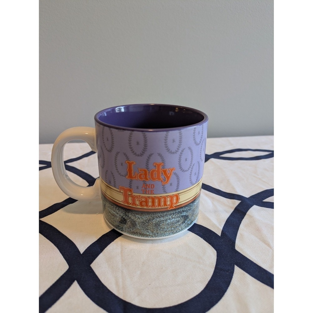 Vintage Lady and the Tramp Purple Mug Made in Japan for Walt Disney Company